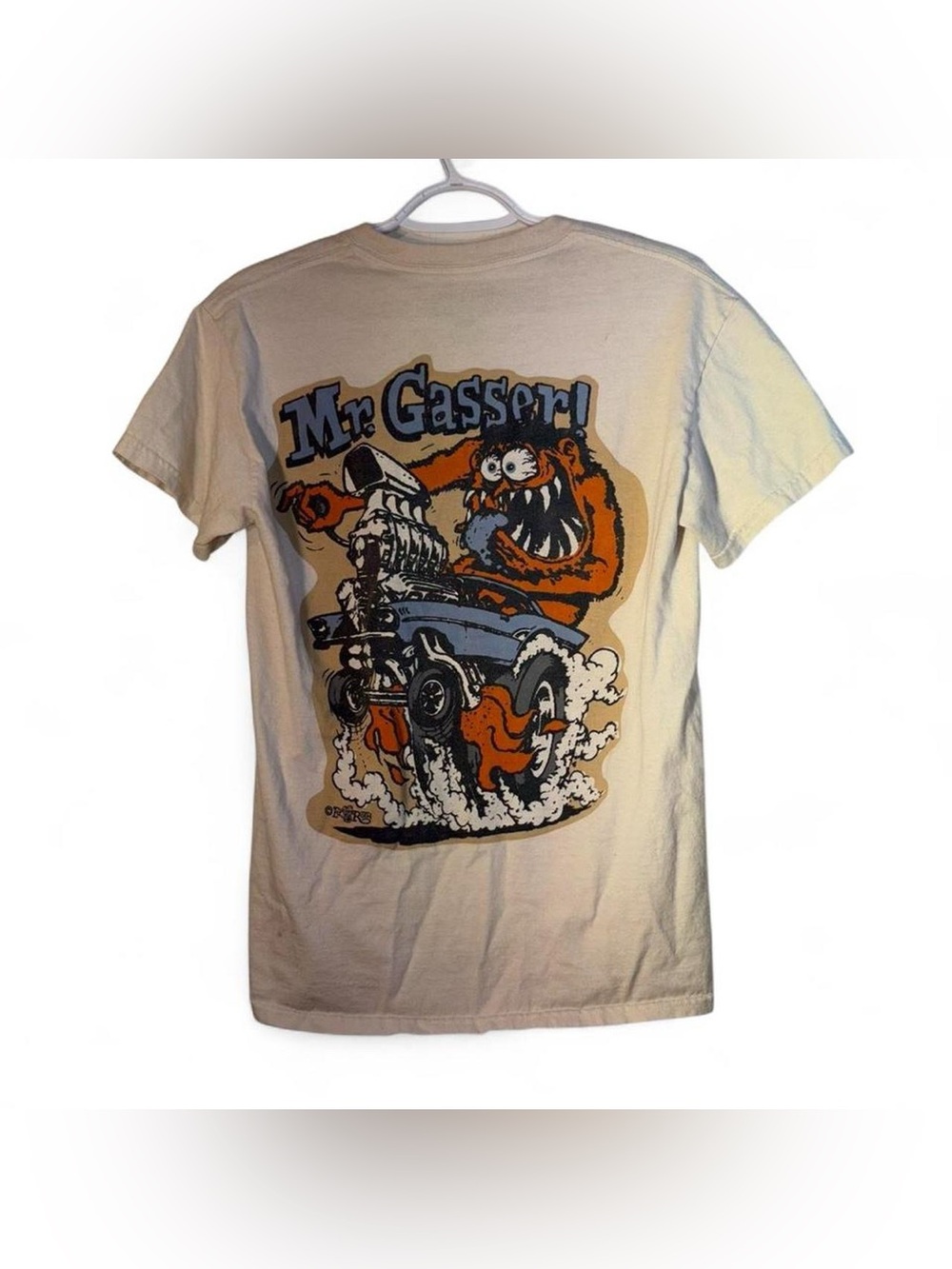 Mr. Gasser Graphic Short Sleeve Tee - Cream with Orange & Blue Print